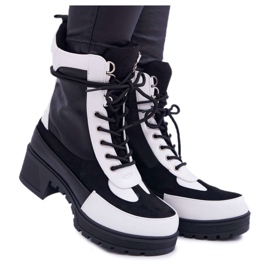 HAN Cizme dama Ridley High Lace-up alb negru HAN Cizme dama Ridley High Lace-up alb negru