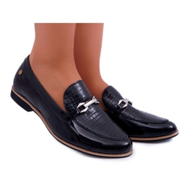 Mocasini cu lacuri Maciejka Brogues pentru femei negru 4099A-01 / 00-1