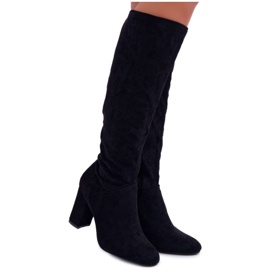 BUGO Cizme de damă pe toc până la genunchi Negru Mercure