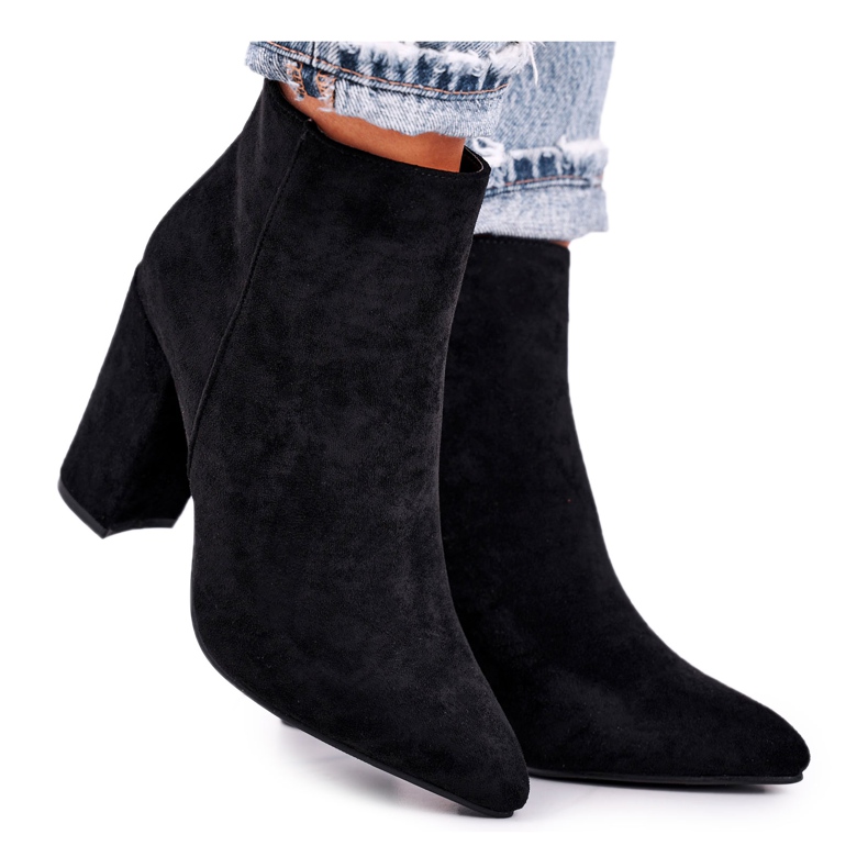 FW1 Cizme de damă pe toc Suede Black Sharks negru