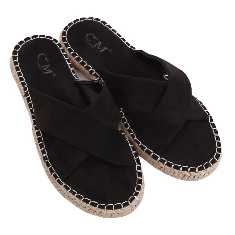 Papuci espadrile negri 499-35 Negru