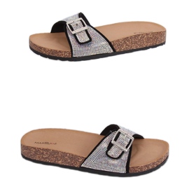 Papuci negri cu pietre L-1032 Negru