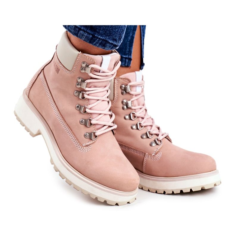 Cizme pentru femei Trappers Big Star Pastel Pink EE274034 roz