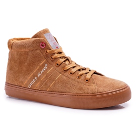 Cross Jeans Adidași pentru bărbați Jeans cu cruce înaltă Piele piele căprioară Camel EE1R4054C maro Cross Jeans Adidași pentru bărbați Jeans cu cruce înaltă Piele piele căprioară Camel EE1R4054C maro