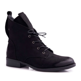 S.Barski Cizme înalte pentru femei, piele de căprioară neagră Barski 75-13 negru