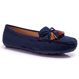 Mocasini de damă piele de căprioară albastru maro S.Barski A199 Mohabe albastru marin