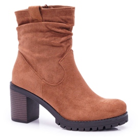 FB2 Cizme de damă cu toc piele întoarsă Camel Celma maro FB2 Cizme de damă cu toc piele întoarsă Camel Celma maro