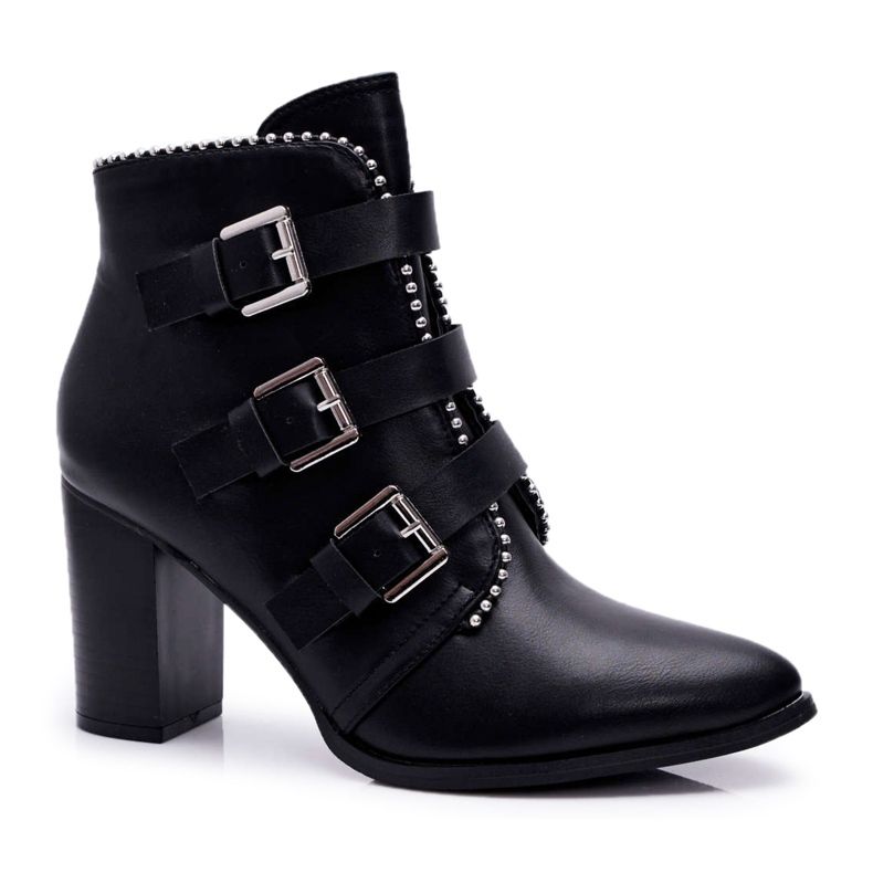 FJ1 Cizme pentru femei pe toc cu catarame Finbas negru