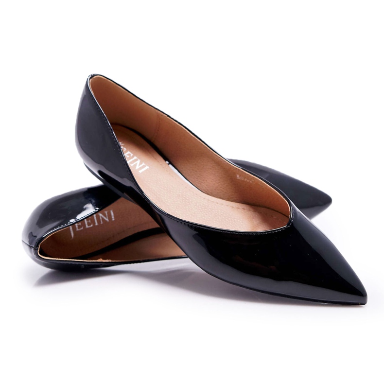 FRJEIN Balerini de damă lacuit în negru spitz Spune-mi