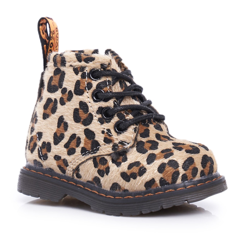 FRROCK Cizme pentru copii cu model leopard cu fermoar Lilo maro multicolor