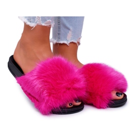PS1 Papuci de damă cu blană NiceFur Fuchsia roz