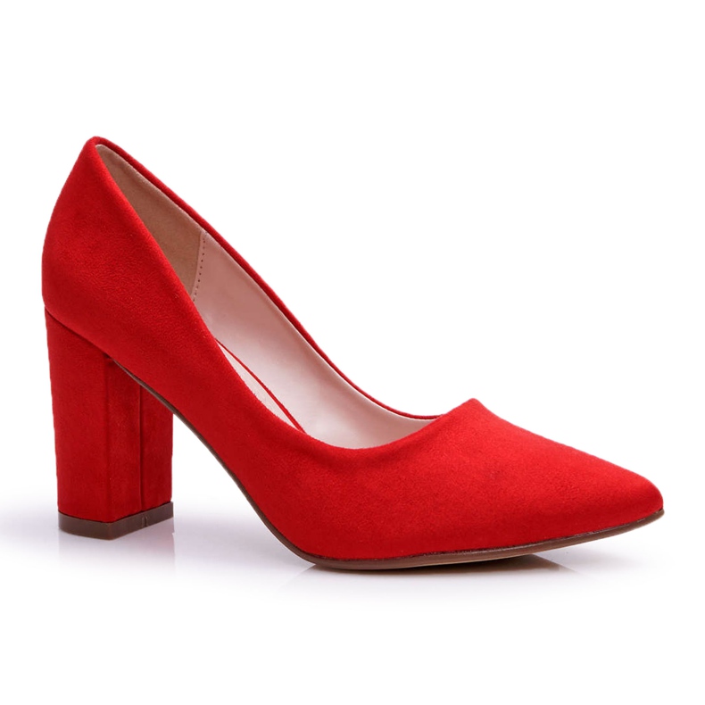 Pompe de femei pe stâlpul din piele de piele de piele roșu