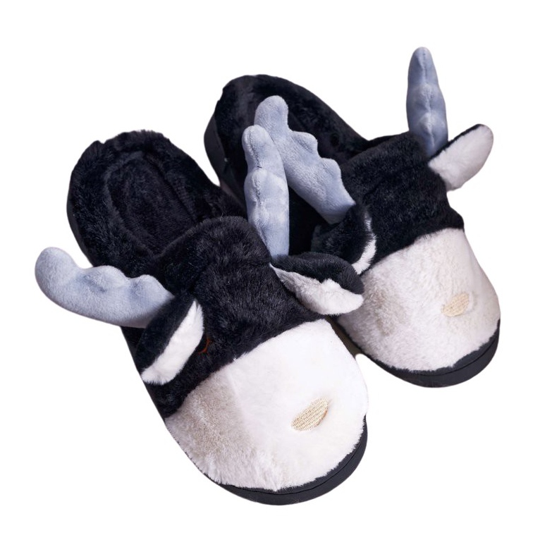 FRID Papuci de damă cu blană de ren negru Deff