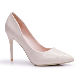 PS1 Stiletto de dama cu imprimeu aligator, flop bej PS1 Stiletto de dama cu imprimeu aligator, flop bej