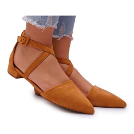 PS1 Balerini din piele de damă în Spitz Camel Vontare maro