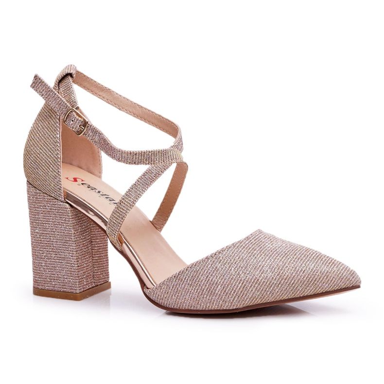 SEA Pompă de damă pe toc Glitter Champagne Perset multicolor roz