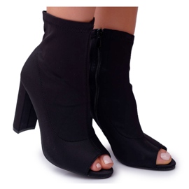 PS1 Cizme de glezne pentru femei Lycra degetele de la picioare deschise negru PS1 Cizme de glezne pentru femei Lycra degetele de la picioare deschise negru