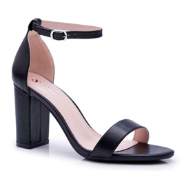 PS1 Sandale dama clasice pe toc negru Fiji
