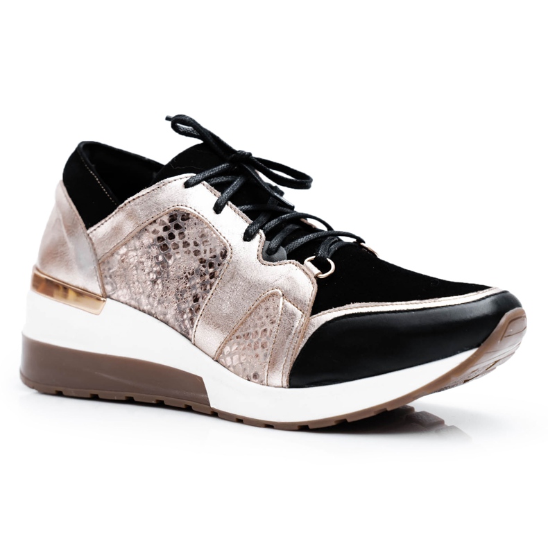 Nicole Adidași pentru femei Coledo din piele naturală aurie de aur