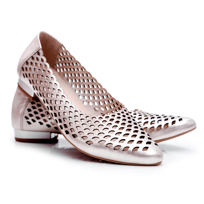 Balerini din piele aurie pentru femei Exquisite 1107/1 de aur