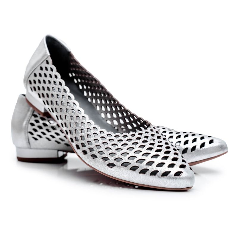 Exquisite Balerini pentru femei Piele argintie Rafinat 1107/1 gri