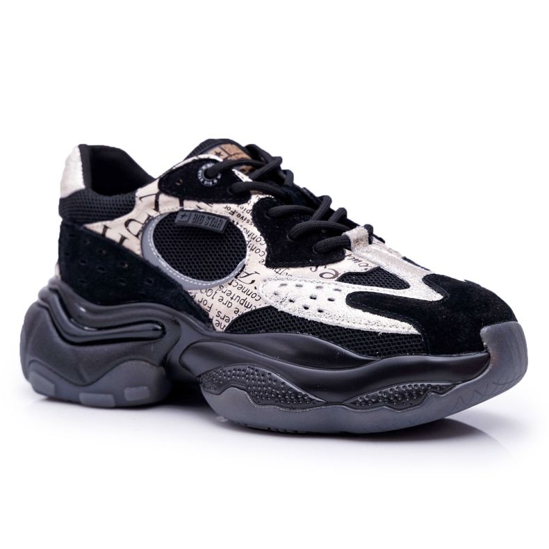 Pantofi sport pentru femei Big Star de Daniel Lopez negru și auriu FF274A524 galben