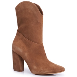 Cizme de piele pentru femei pentru femei Laura Messi Camel 2123 maro