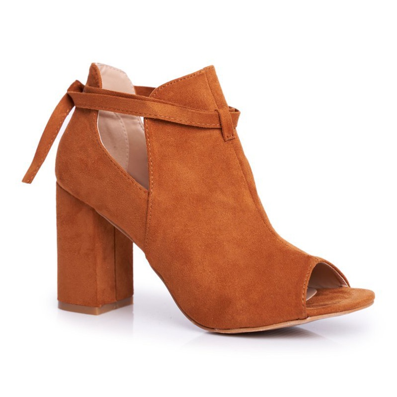 Vinceza Cizme de damă Sandale pe toc Degete deschise Camel Greys maro galben