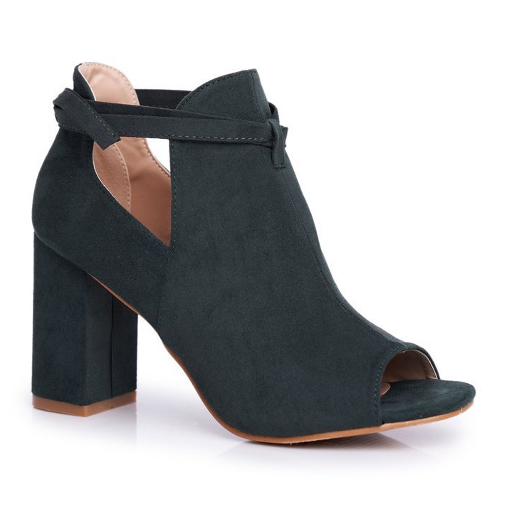 Vinceza Cizme pentru femei Sandale pe toc Degete deschise Verde gri