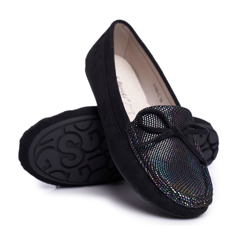 Mocasini de damă Suede S.Barski A199 Black Wannabe negru