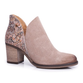 Cizme de damă pe toc Maciejka Spring Leather Beige 04492-04 bej