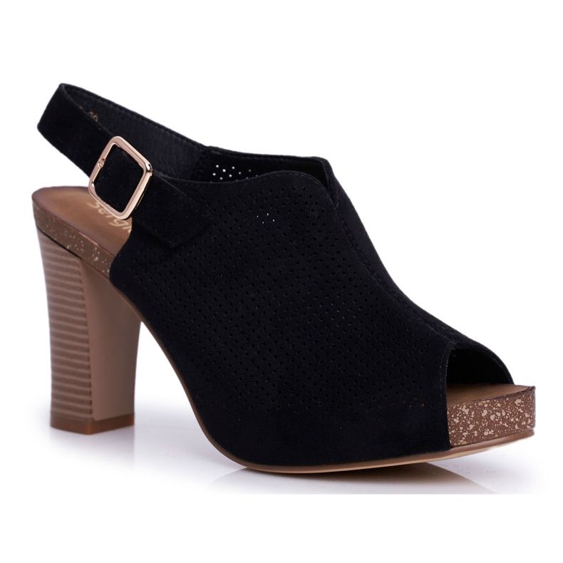 Sandale pentru femei cu toc înalt Sergio Leone SK855 Negru Senillo