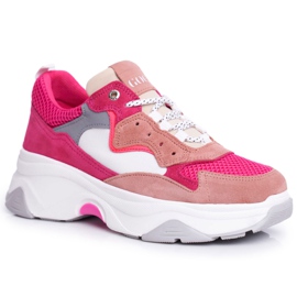 Pantofi sport din piele pentru femei GOE Roz FF2N3010 alb Pantofi sport din piele pentru femei GOE Roz FF2N3010 alb