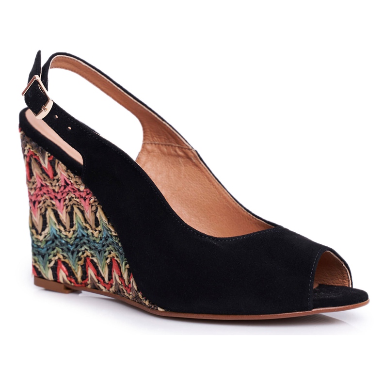 Sandale dama pe piele Laura Messi piele neagră 1964 negru