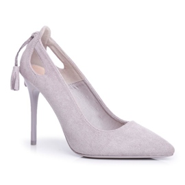 PS1 Stiletto de damă din piele de căprioară cu spitz gri Leven PS1 Stiletto de damă din piele de căprioară cu spitz gri Leven