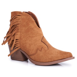 SEA Cizme Femei Pe Toc Cu Franjuri Cowboy Camel Sibi maro SEA Cizme Femei Pe Toc Cu Franjuri Cowboy Camel Sibi maro