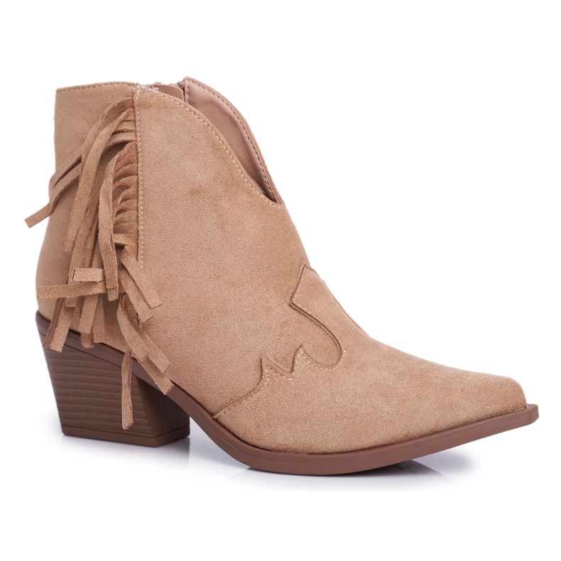 SEA Cizme Femei Pe Toc Cu Franjuri Cizme Cowboy Bej Sibi