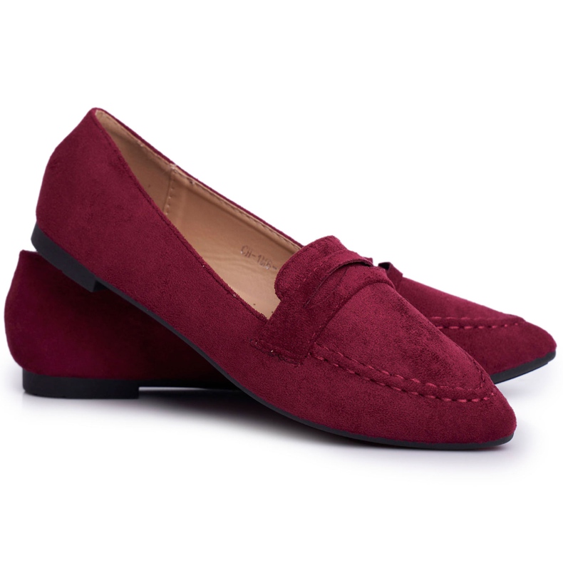 BUGO Mocasini de damă Suede CH-1M6 Burgundy Laveria roșu