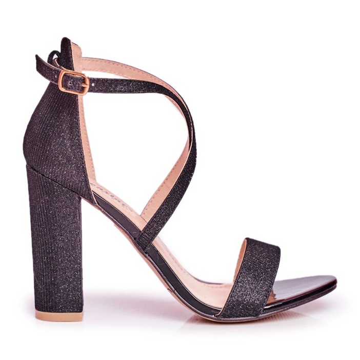 PS1 Sandale de damă pe toc Glitter negru Vivi