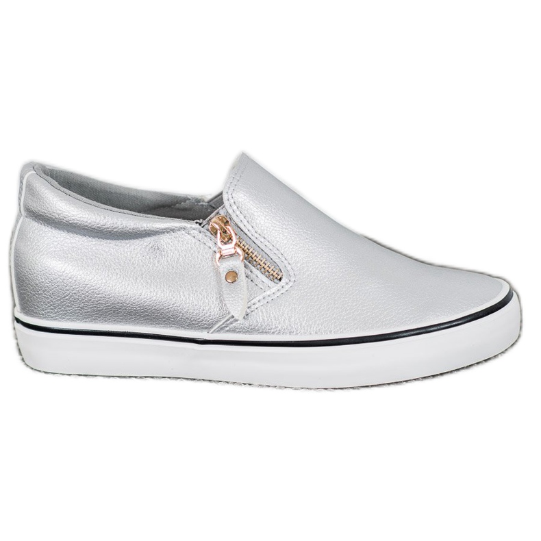 SHELOVET Slipons gri cu fermoar