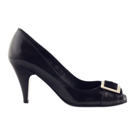 Pompe din piele cu cataramă Nessi 110-08 negru Pompe din piele cu cataramă Nessi 110-08 negru
