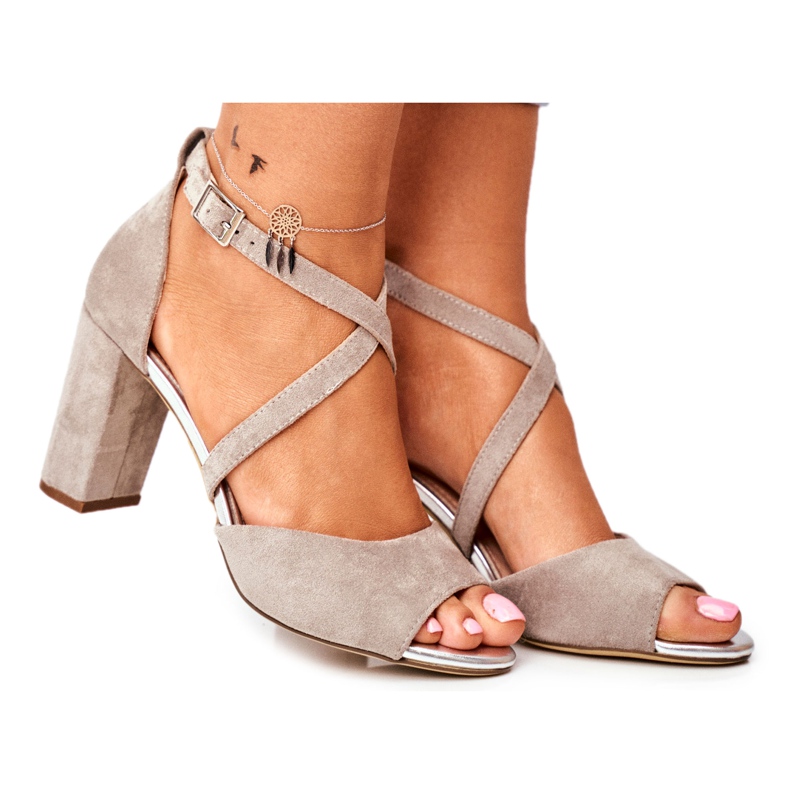 Sandale dama cu toc înalt Sergio Leone Gri SK865