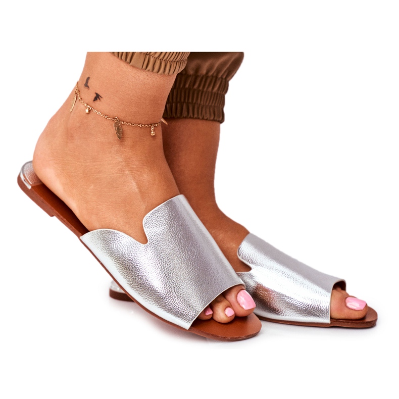 HAN Papuci pentru femei Flat Silver Mimios gri