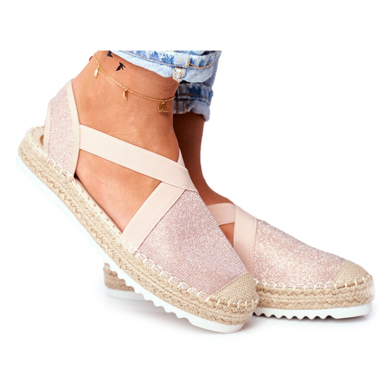 ADY Espadrile de damă cu motiv decupat Pink Glitter roz
