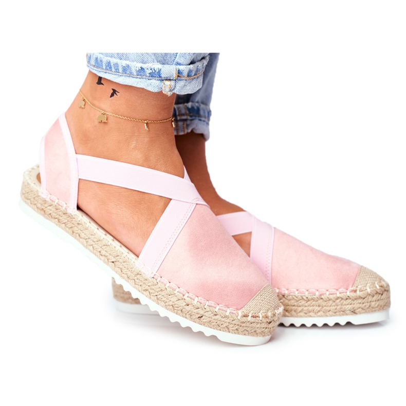 ADY Espadrile pentru femei cu decupaj Pink Motive roz