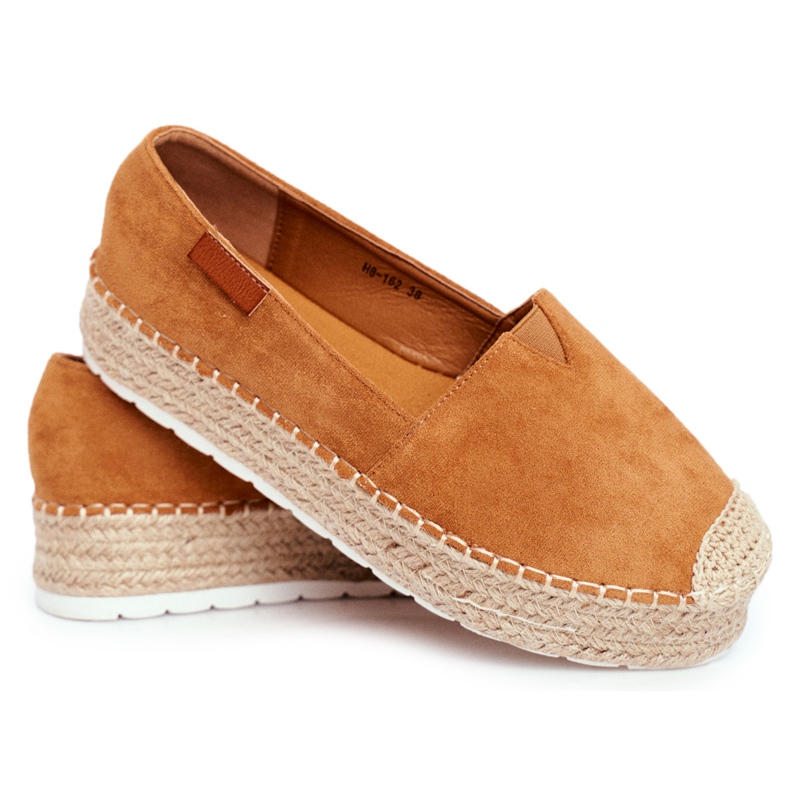 FB2 Espadrile pentru femei pe platforma de lenjerie Camel La Playa maro