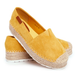 FRBS Espadrile pentru femei pe platforma de lenjerie galbenă La Playa FRBS Espadrile pentru femei pe platforma de lenjerie galbenă La Playa