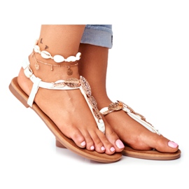 FJ1 Sandale pentru femei Flip-flops elegante Frunze aurii Uneori alb