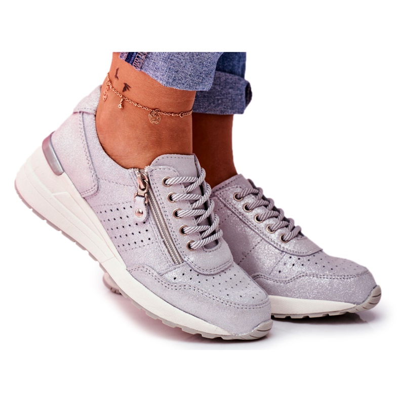 Vinceza Încălțăminte sport pentru femei Adidași Piele Argint FT20-8675 Better Way gri