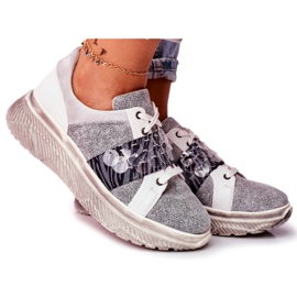 Pantofi sport. Adidași pentru femei din piele Maciejka 04448-03 alb gri Pantofi sport. Adidași pentru femei din piele Maciejka 04448-03 alb gri